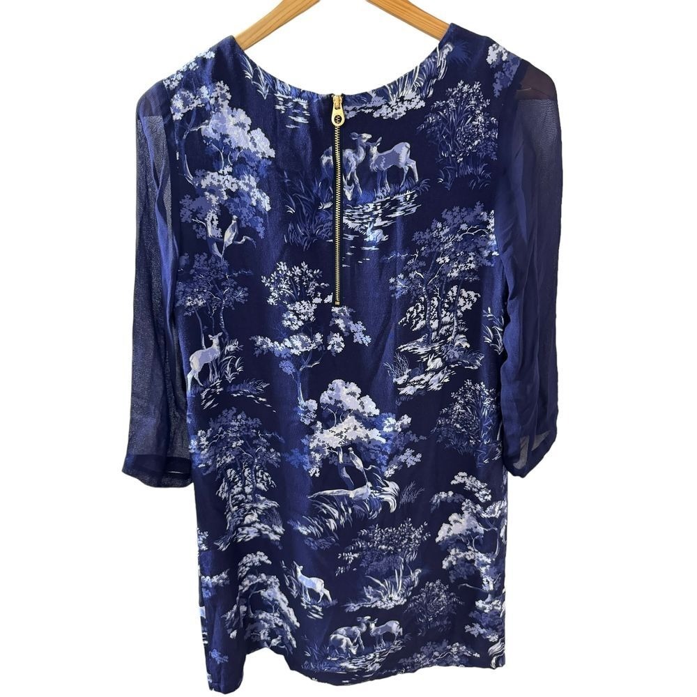 Joules Dress Size‎ 6 Deer Rabbit Print Chiffon Woodland Forest Fully Lined Shift - Picture 2 of 9